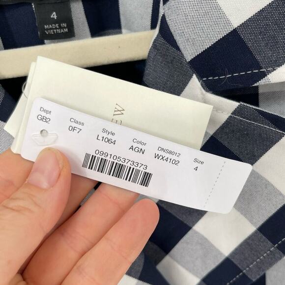 NWT J. Crew Navy Blue Icon Belted Trench in Oversized Gingham Plaid size 4 - Picture 7 of 8